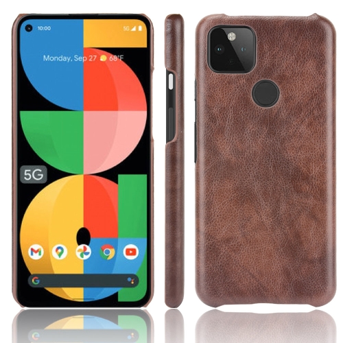 

For Google Pixel 5a 5G Shockproof Litchi Texture PC + PU Case(Brown)