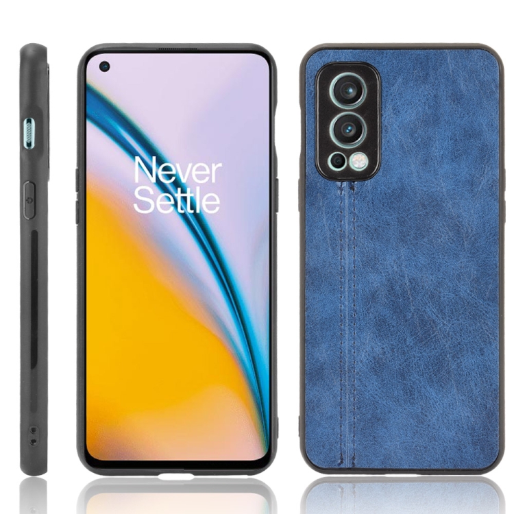 

For OnePlus Nord 2 5G Shockproof Sewing Cow Pattern Skin PC + PU + TPU Case(Blue)