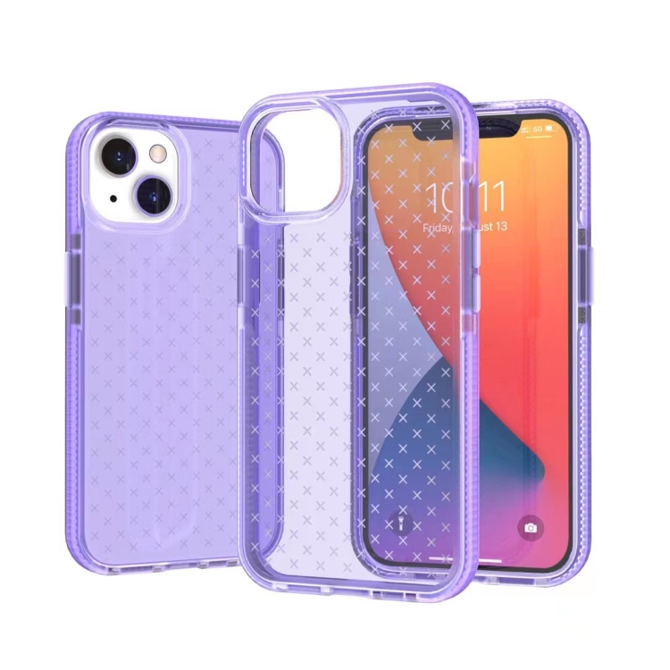 

Check Pattern Two-color TPU Protective Case For iPhone 13(Purple)