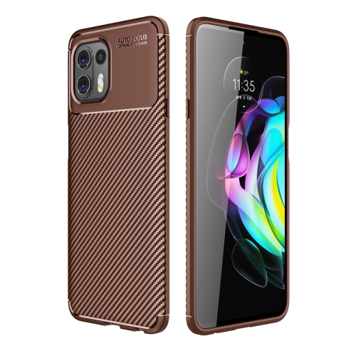 

For Motorola Moto Edge 20 Lite Carbon Fiber Texture Shockproof TPU Case(Brown)