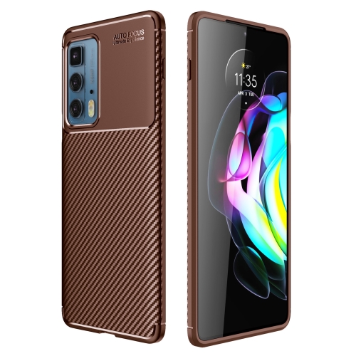 

For Motorola Moto Edge 20 Pro Carbon Fiber Texture Shockproof TPU Case(Brown)