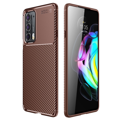 

For Motorola Moto Edge 20 Carbon Fiber Texture Shockproof TPU Case(Brown)