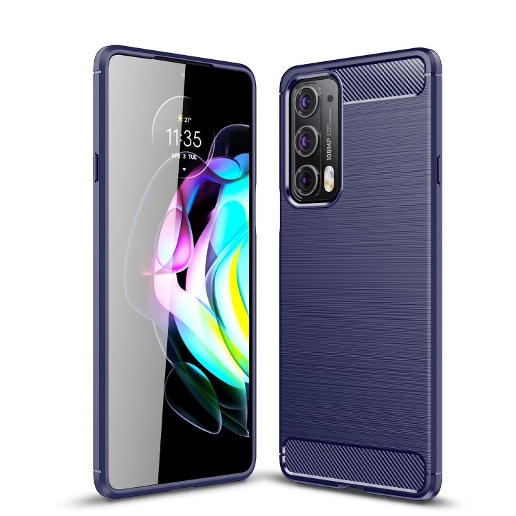 

For Motorola Moto Edge 20 Brushed Texture Carbon Fiber TPU Case(Blue)