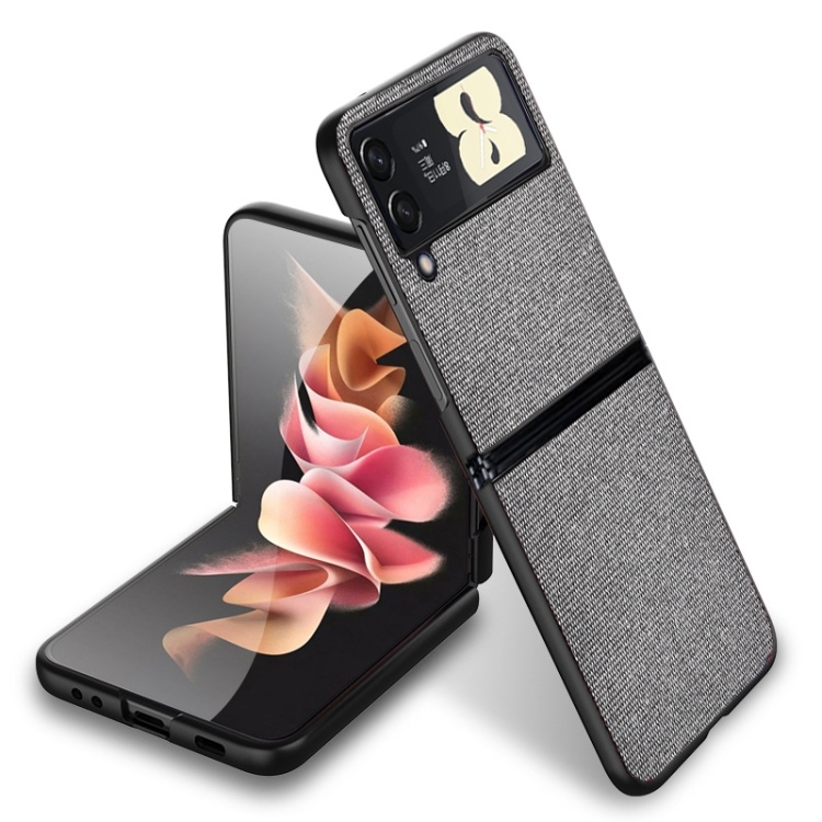 

For Samsung Galaxy Z Flip3 5G Sea Sand Cloth Texture Shockproof PC+ TPU Protective Case(Grey)