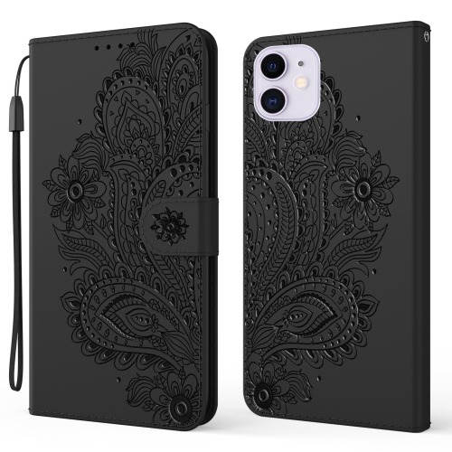 

Peacock Embossed Pattern Horizontal Flip Leather Case with Holder & Card Slots & Wallet & Lanyard For iPhone 13(Black)