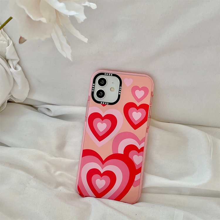

Thickened TPU Shockproof Protective Case For iPhone 12(Pink Red Love)