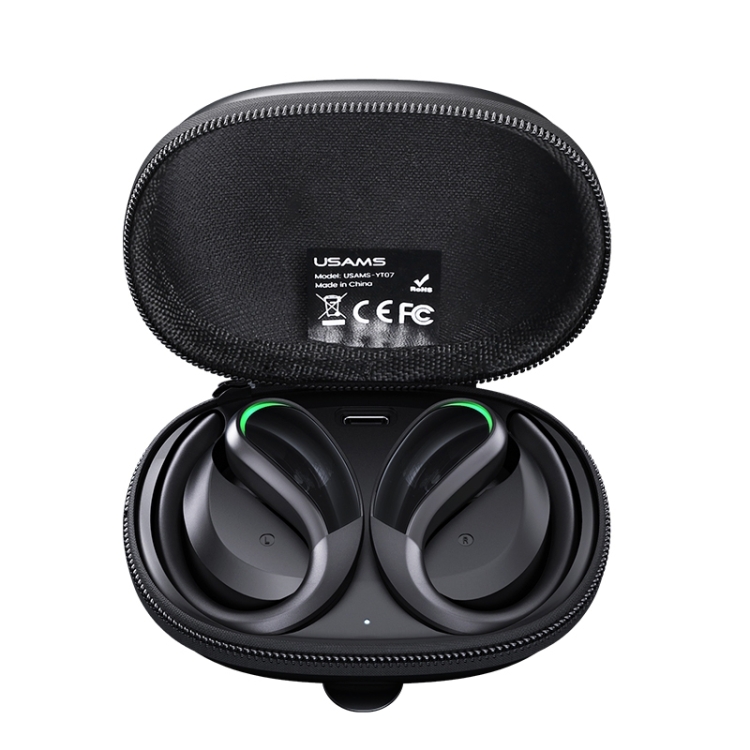

USAMS USAMS-YT07 YT Series TWS Hanging Ear Outdoor Sports Bluetooth Earphone with Zipper Charging Box(Black)