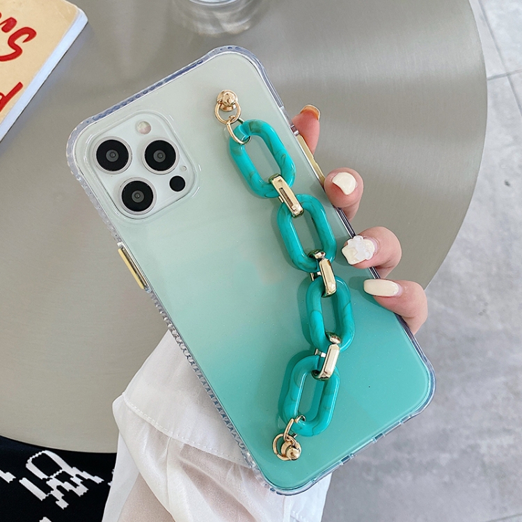 

Gradient + Oval Ring Bracelet TPU Phone Protective Case For iPhone 12 Pro Max(Gradient Green)