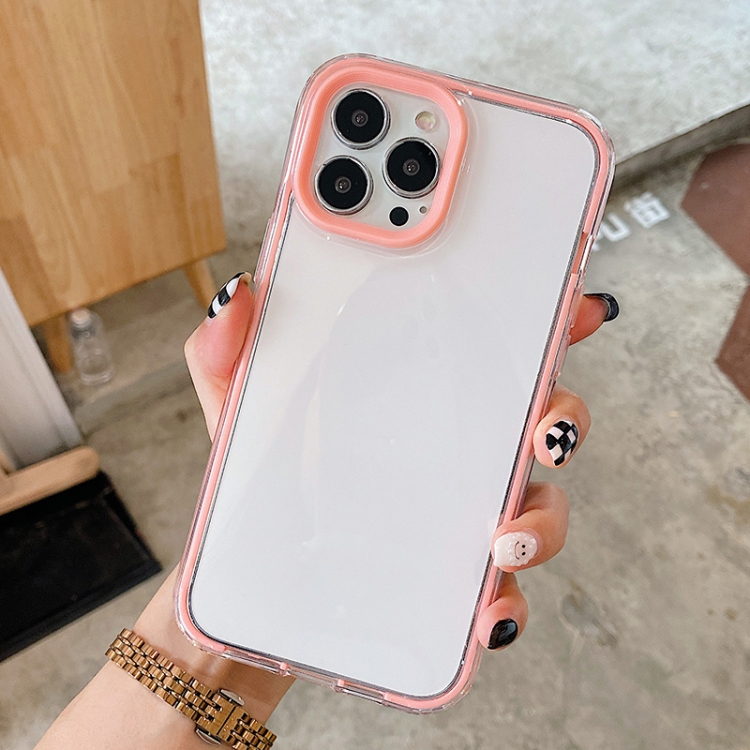 

360 Plane Two-color Transparent TPU Phone Protective Case For iPhone 12 / 12 Pro(Pink)