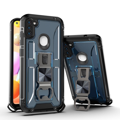 

PC + TPU Shockproof Protective Case with Corkscrew Holder For Samsung Galaxy A11(Sapphire Blue)