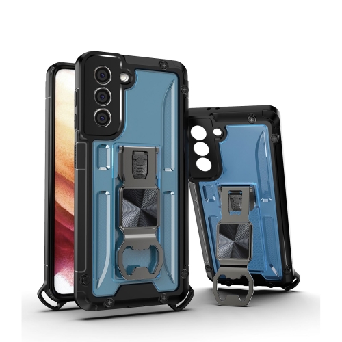 

PC + TPU Shockproof Protective Case with Corkscrew Holder For Samsung Galaxy S21+ 5G(Sapphire Blue)