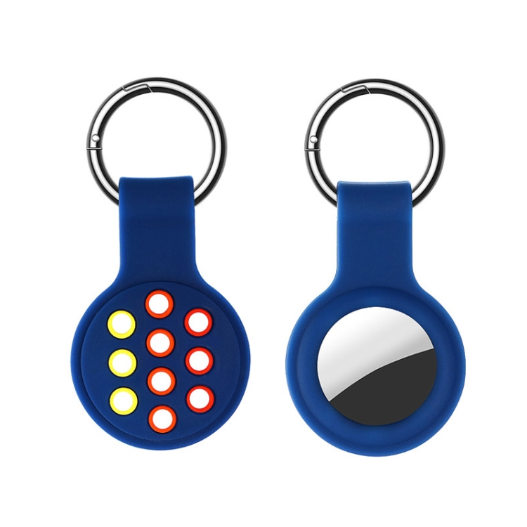 

Dual-color Shockproof Silicone Protective Cover Case with Keychain Hook Loop For AirTag(Blue Yellow Red)