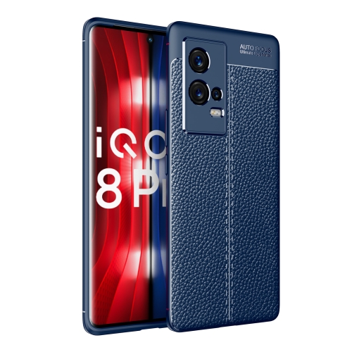 

For vivo iQOO 8 Pro Litchi Texture TPU Shockproof Case(Navy Blue)