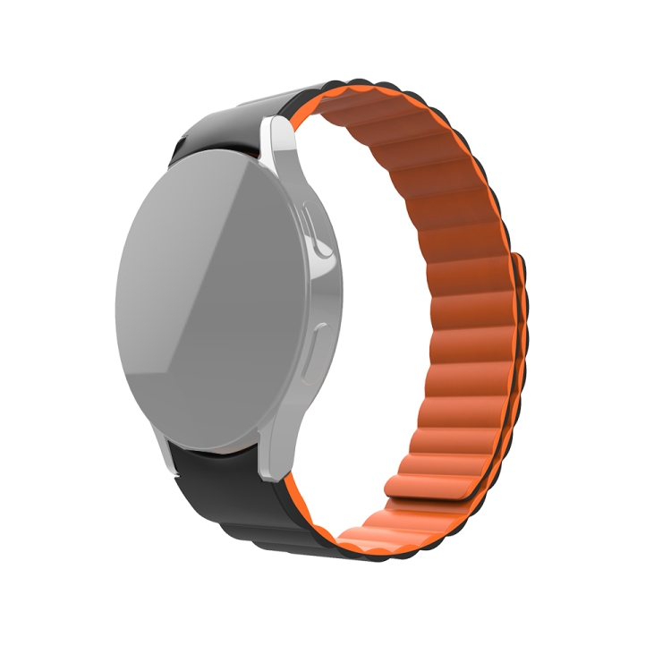 

For Samsung Galaxy Watch4 40mm / 44mm Silicone Magnetic Watch Band(Black Orange)
