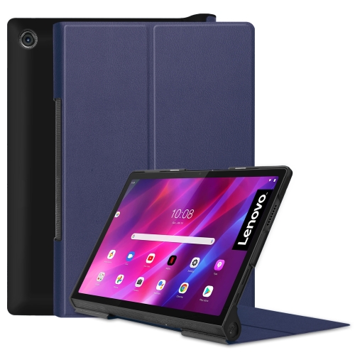 

For Lenovo Yoga Tab 11 Custer Texture Horizontal Flip PU Leather Case with Holder & Sleep / Wake-up Function(Dark Blue)