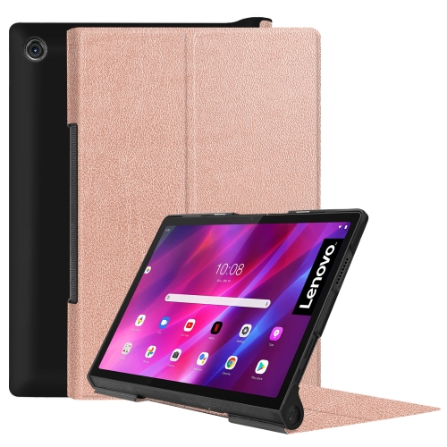 

For Lenovo Yoga Tab 11 Custer Texture Horizontal Flip PU Leather Case with Holder & Sleep / Wake-up Function(Rose Gold)