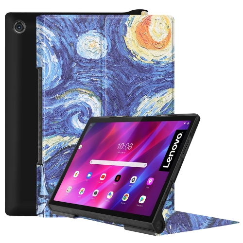 

For Lenovo Yoga Tab 11 Custer Texture Coloured Drawing Pattern Horizontal Flip PU Leather Case with Holder & Sleep / Wake-up Function(Starry Sky)