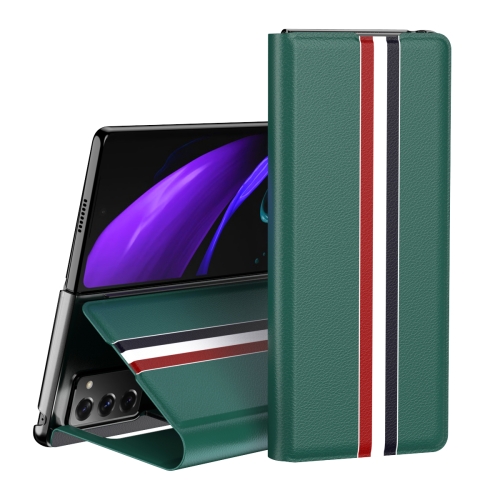 

For Samsung Galaxy Z Fold3 5G Lychee Texture PU Card Slot Leather Case with Holder(Green)