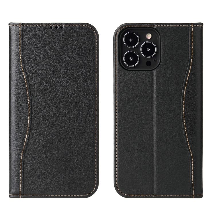 

Genuine Leather Horizontal Flip Leather Case with Holder & Card Slots & Wallet For iPhone 13 Pro Max(Black)