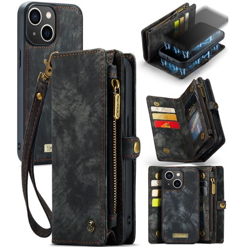 

For iPhone 13 CaseMe-008 Detachable Multifunctional Horizontal Flip Leather Case with Card Slot & Holder & Zipper Wallet & Photo Frame(Black)