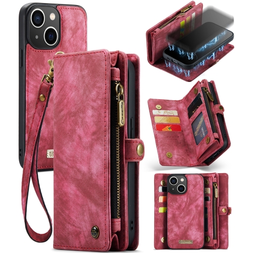 

CaseMe-008 Detachable Multifunctional Horizontal Flip Leather Case with Card Slot & Holder & Zipper Wallet & Photo Frame For iPhone 13(Red)