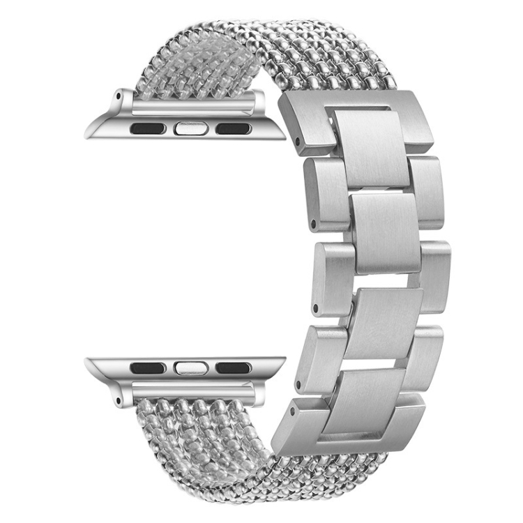 

Six-chains Three-beads Steel Replacement Strap Watchband For Apple Watch Series 7 41mm / 6 & SE & 5 & 4 40mm / 3 & 2 & 1 38mm(Silver)
