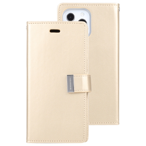 

GOOSPERY RICH DIARY Crazy Horse Texture Horizontal Flip Leather Case with Holder & Card Slots & Wallet For iPhone 13 Pro(Gold)