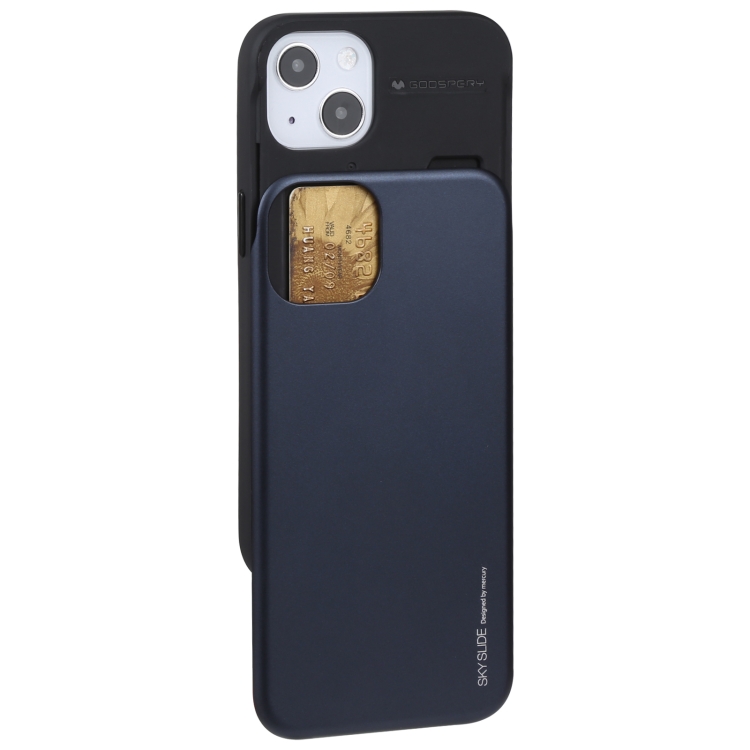 

GOOSPERY SKY SLIDE BUMPER TPU + PC Sliding Back Cover Protective Case with Card Slot For iPhone 13 mini(Dark Blue)
