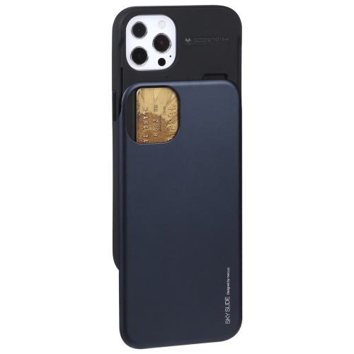

GOOSPERY SKY SLIDE BUMPER TPU + PC Sliding Back Cover Protective Case with Card Slot For iPhone 13 Pro Max(Dark Blue)