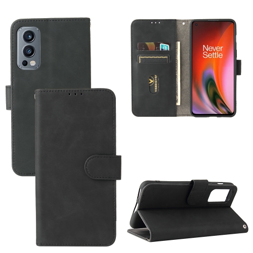 

For OnePlus Nord 2 5G Solid Color Skin Feel Magnetic Buckle Horizontal Flip Calf Texture PU Leather Case with Holder & Card Slots & Wallet(Black)