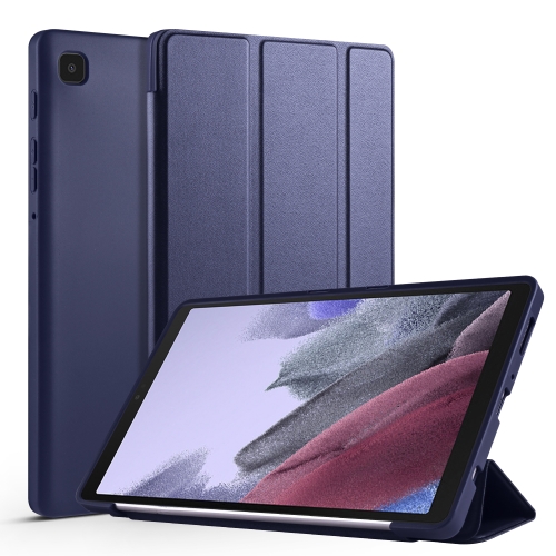 

For Samsung Galaxy Tab A7 Lite T225 3-folding Horizontal Flip Honeycomb TPU Shockproof + PU Leather Case with Holder(Dark Blue)