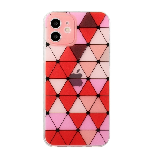 

Hollow Diamond-shaped Squares Pattern TPU Precise Hole Phone Protective Case For iPhone 12(Red)