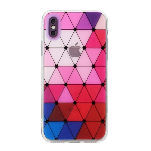 

Hollow Diamond-shaped Squares Pattern TPU Precise Hole Phone Protective Case For iPhone XS / X(Purple)