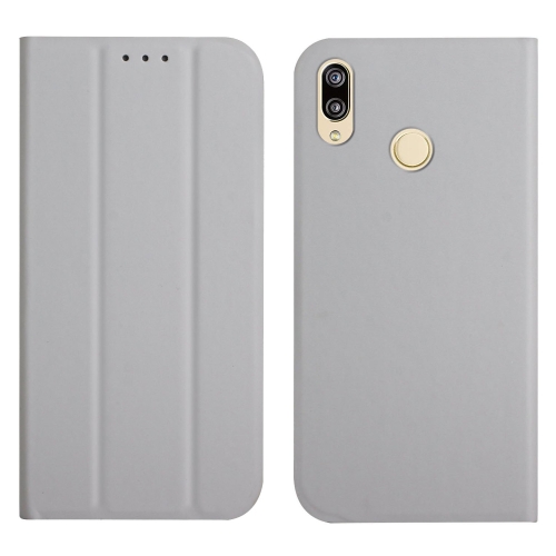 

For Huawei P smart 2019 3-Folding Ultrathin Skin Feel Magnetic Solid Color Horizontal Flip Leather Case with Holder(Grey)