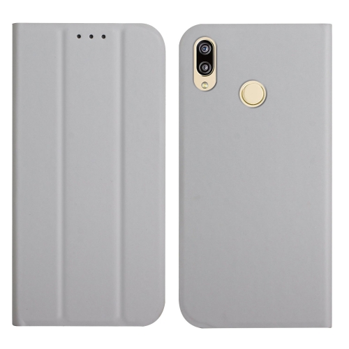

For Huawei P20 Lite 3-Folding Ultrathin Skin Feel Magnetic Solid Color Horizontal Flip Leather Case with Holder(Grey)