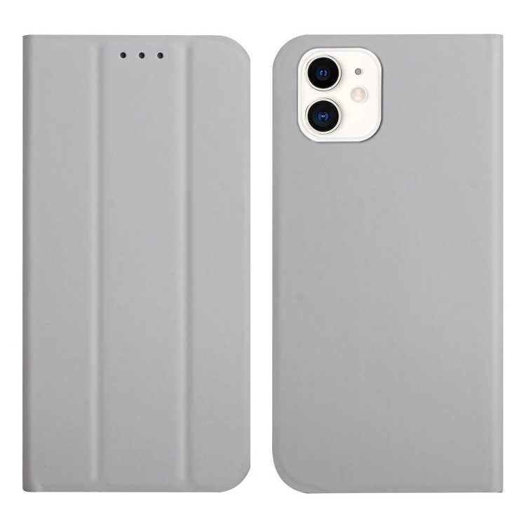 

3-Folding Ultrathin Skin Feel Magnetic Solid Color Horizontal Flip Leather Case with Holder For iPhone 11(Grey)