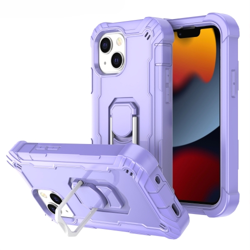 

PC + Rubber 3-layers Shockproof Protective Case with Rotating Holder For iPhone 13 mini(Purple)