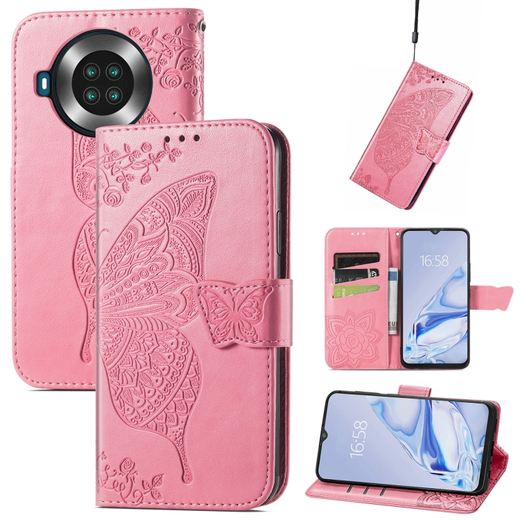 

Butterfly Love Flowers Embossed Horizontal Flip Leather Case with Holder & Card Slots & Wallet & Lanyard For CUBOT Note 20(Pink)