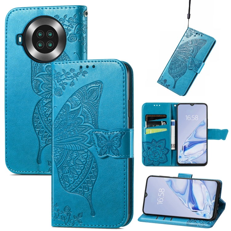 

Butterfly Love Flowers Embossed Horizontal Flip Leather Case with Holder & Card Slots & Wallet & Lanyard For CUBOT Note 20(Blue)