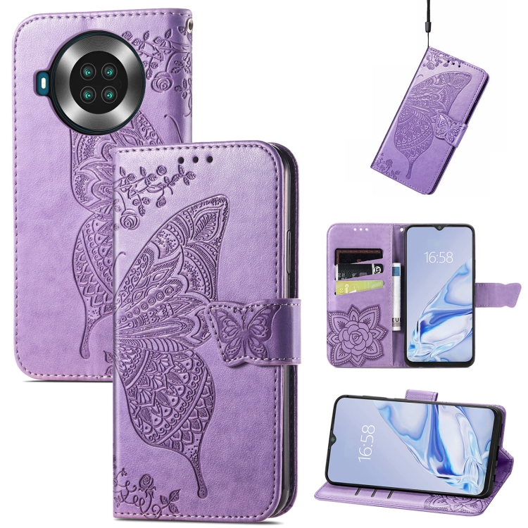 

Butterfly Love Flowers Embossed Horizontal Flip Leather Case with Holder & Card Slots & Wallet & Lanyard For CUBOT Note 20(Light Purple)