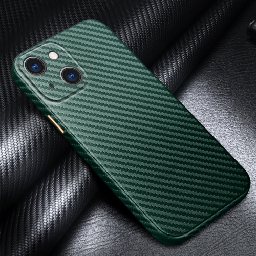 

R-JUST Carbon Fiber Leather Texture All-inclusive Shockproof Back Cover Case For iPhone 13(Green)