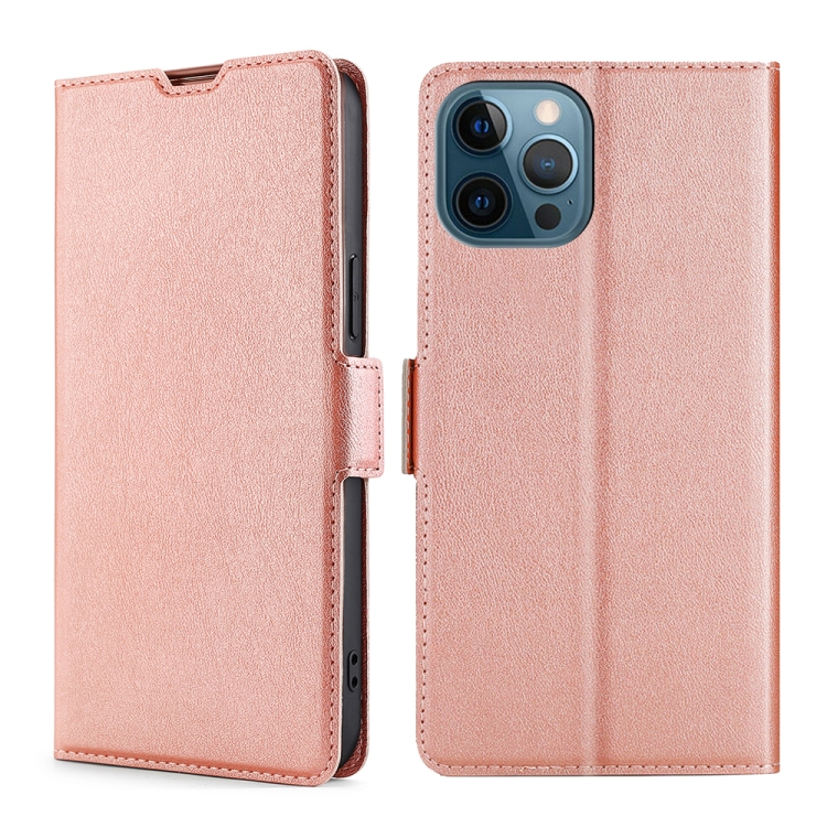 

Ultra-thin Voltage Side Buckle PU + TPU Horizontal Flip Leather Case with Holder & Card Slot For iPhone 13 Pro Max(Rose Gold)