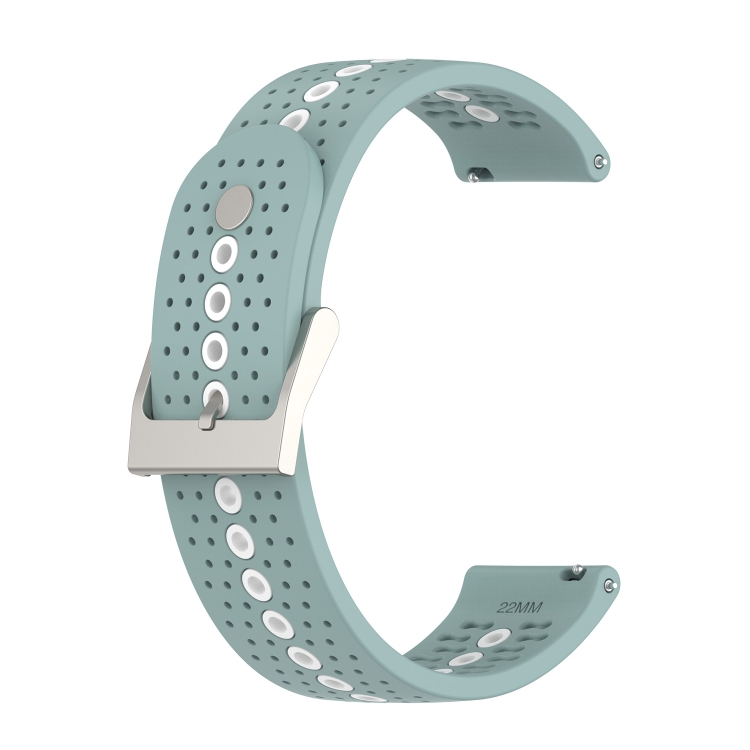 

22mm Universal Colorful Hole Silicone Watch Band(Rock Cyan White)