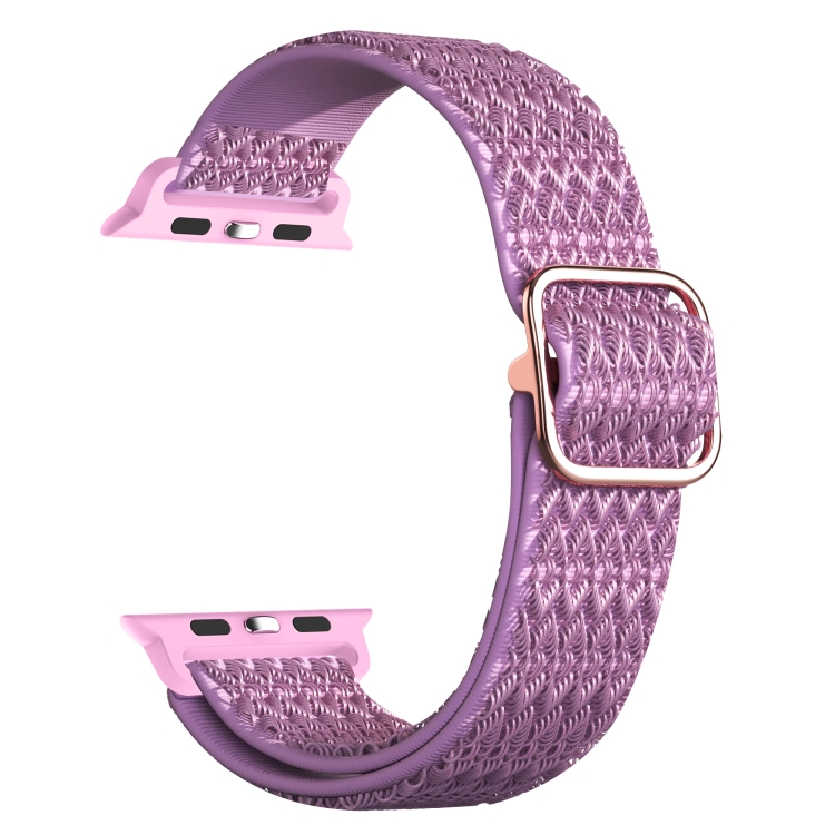 

Adjustable Rhombic Texture Elastic Replacement Strap Watchband For Apple Watch Series 7 45mm / 6 & SE & 5 & 4 44mm / 3 & 2 & 1 42mm(Purple)