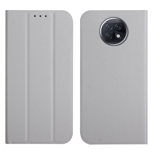 

For Xiaomi Redmi Note 9T 5G 3-Folding Ultrathin Skin Feel Magnetic Solid Color Horizontal Flip Leather Case with Holder(Grey)