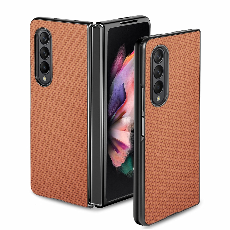 

For Samsung Galaxy Z Fold3 5G Cross Pattern Slim PC Protective Case(Brown)