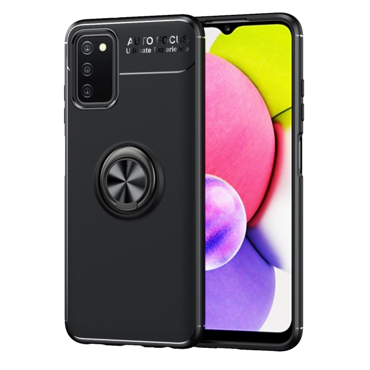 

For Samsung Galaxy A03s 164mm Metal Ring Holder 360 Degree Rotating TPU Case(Black)
