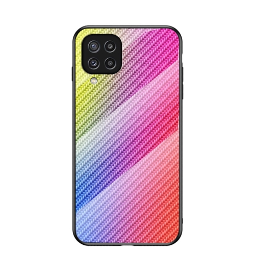 

For Samsung Galaxy M32 Gradient Carbon Fiber Texture TPU Border Tempered Glass Case(Colorful Fiber)