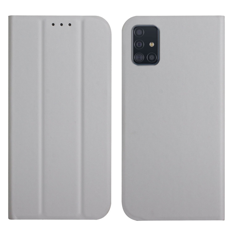 

For Samsung Galaxy A71 4G 3-Folding Ultrathin Skin Feel Magnetic Solid Color Horizontal Flip Leather Case with Holder(Grey)