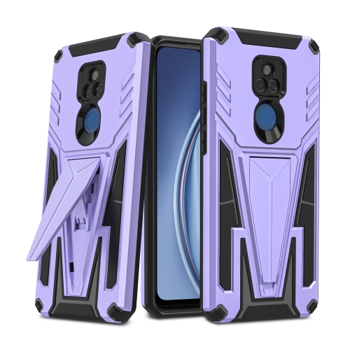 

For Motorola Moto G Play 2021 Super V Armor PC + TPU Shockproof Case with Invisible Holder(Purple)